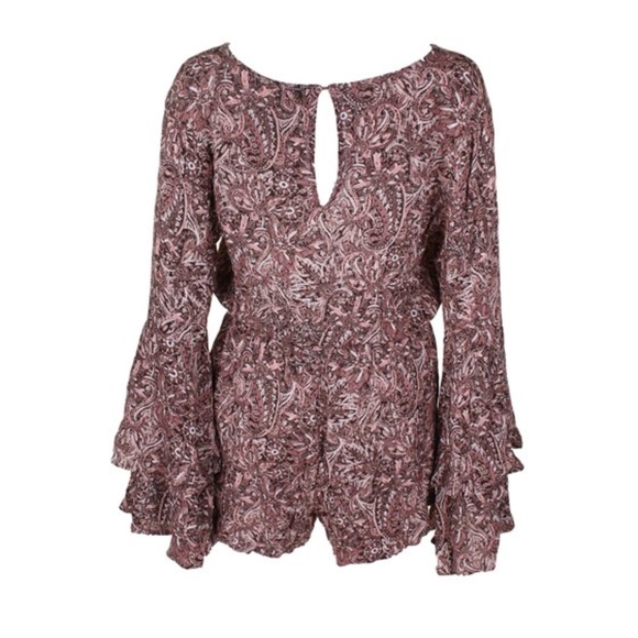 American Rag Juniors' Tiered Bell-Sleeve Romper - Picture 3 of 5